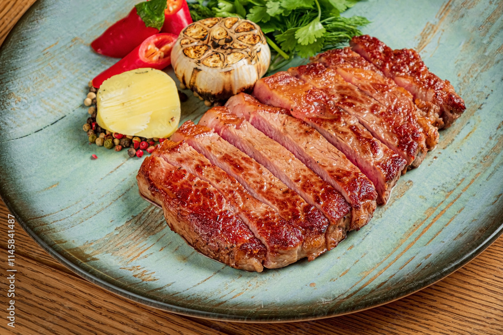 juicy steak with herbs and pepper juicy steak with herbs and pepper