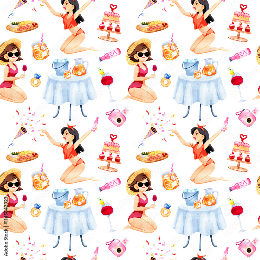 Seamless Pattern Friends and fizz