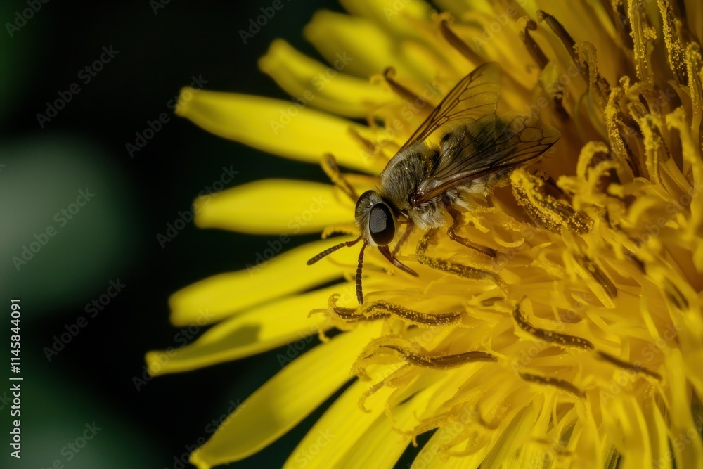 Galapagos Dandelion: Close-up of a Galapagos dandelion flower with a small insect resting on it. Galapagos Dandelion: Close-up of a Galapagos dandelion flower with a small insect resting on it.