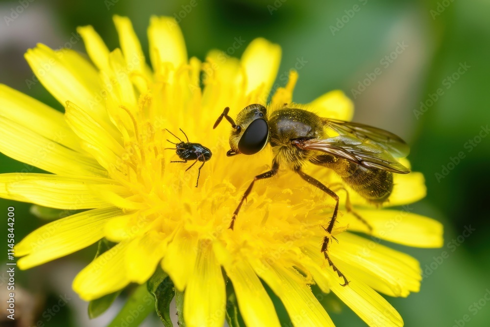Galapagos Dandelion: Close-up of a Galapagos dandelion flower with a small insect resting on it. Galapagos Dandelion: Close-up of a Galapagos dandelion flower with a small insect resting on it.