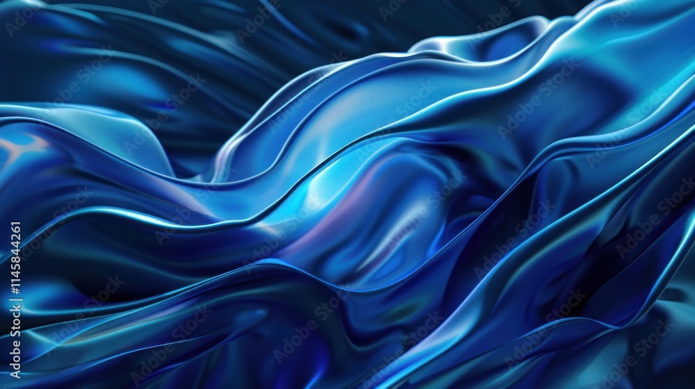 Fototapeta premium Abstract Blue Liquid Silk Waves: A Digital Art Masterpiece
