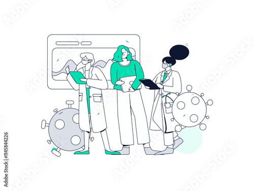 Medical characters fighting the epidemic flat vector concept operation hand drawn illustration
