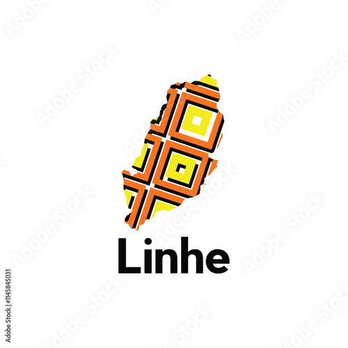 Map of Linhe modern geometric illustration, map of China Country vector design template photo