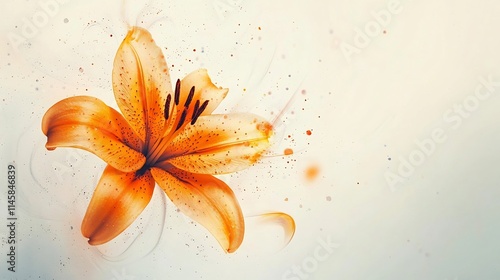 Vibrant Orange Lily with Flowing Petals Displayed on Minimalist White Backdrop
