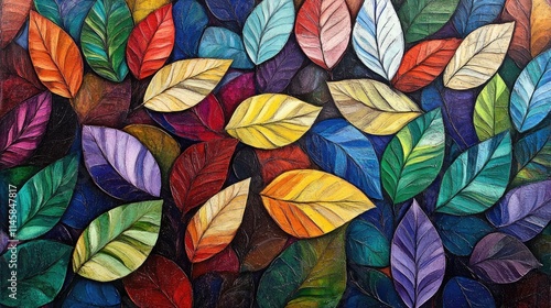 Colorful Leaves in Various Shades Creating a Vibrant Autumnal Aesthetic for Nature and Decor Projects