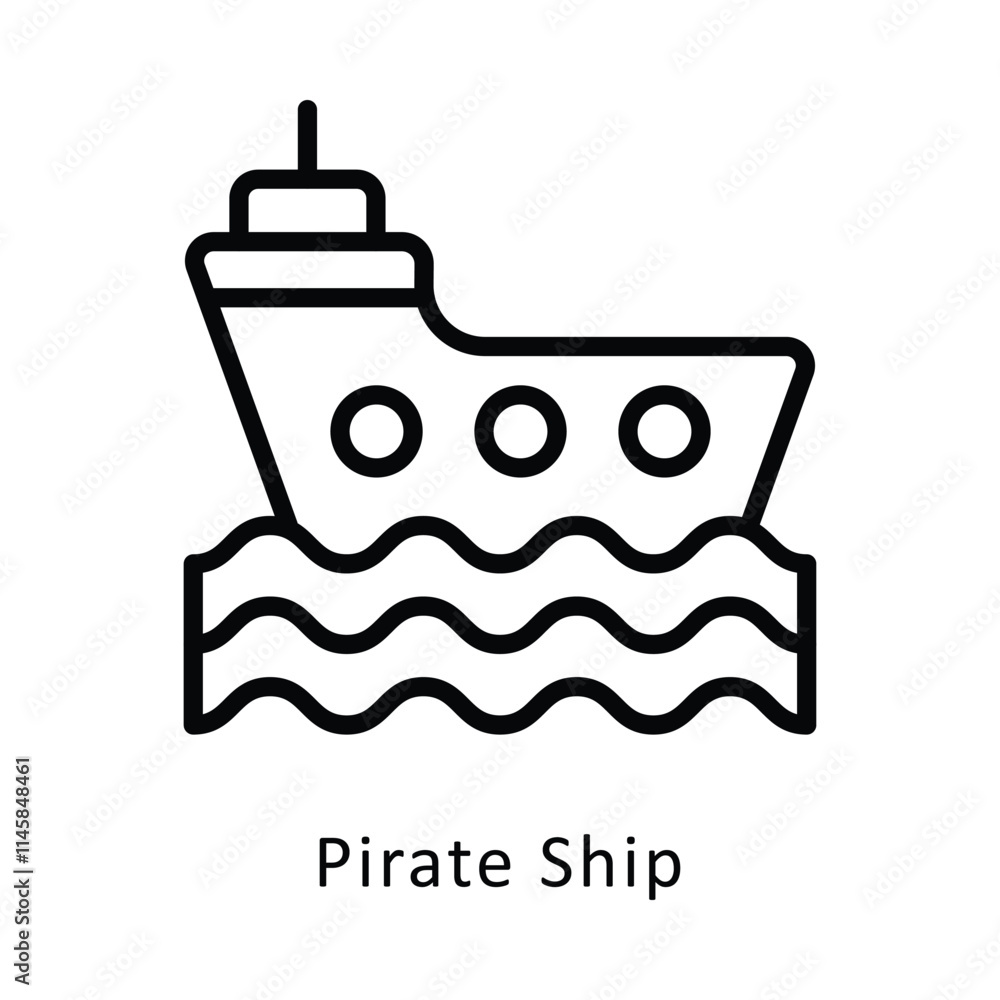 Pirate Ship Vector Outline Icon. Eps 10 file Pirate Ship Vector Outline Icon. Eps 10 file