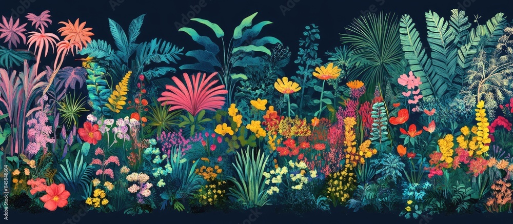 Obraz premium Vibrant garden showcasing a diverse array of thriving plant species highlighting the beauty of nature's biodiversity