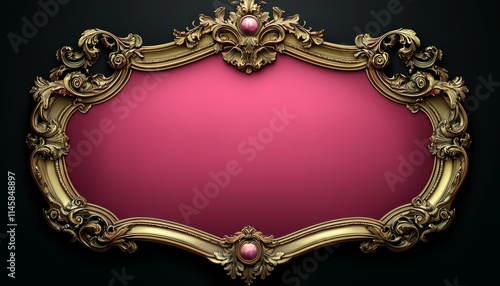 Ornate Gold Frame with Pink Center Panel