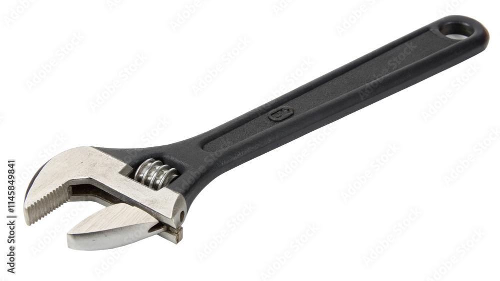 High-quality adjustable wrench with a sleek black handle, perfect for various mechanical and repair tasks, isolated on a transparent background. High-quality adjustable wrench with a sleek black handle, perfect for various mechanical and repair tasks, isolated on a transparent background.
