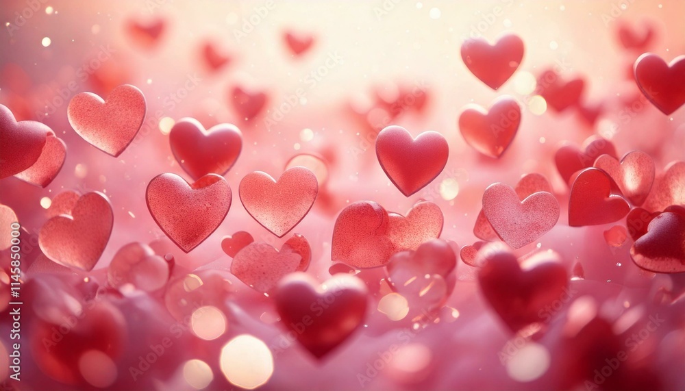 Cute Valentine's Day 3D Illustration with Red Hearts Floating on Pink Gradient Background. Cute Valentine's Day 3D Illustration with Red Hearts Floating on Pink Gradient Background.