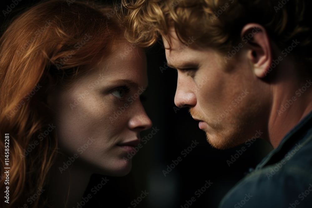 A man and a woman are looking at each other with a sense of curiosity A man and a woman are looking at each other with a sense of curiosity