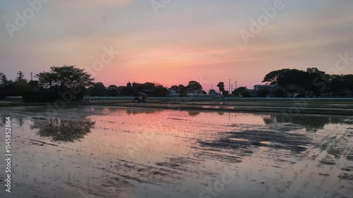 夕暮れの畑　左へトラック