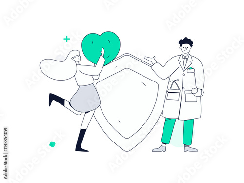 Medical characters fighting the epidemic flat vector concept operation hand drawn illustration
