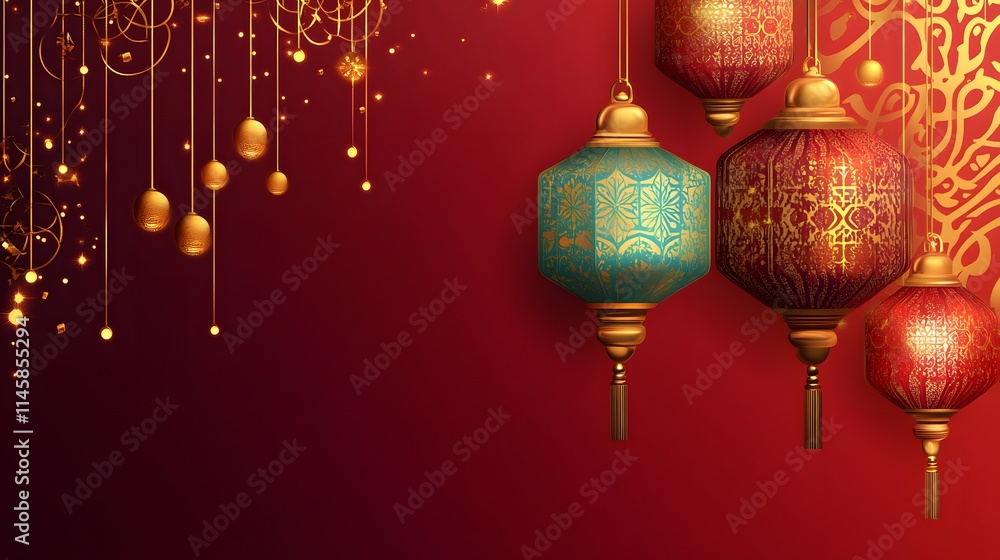 Elegant Festive Lanterns Decorated With Gold Accents Elegant Festive Lanterns Decorated With Gold Accents