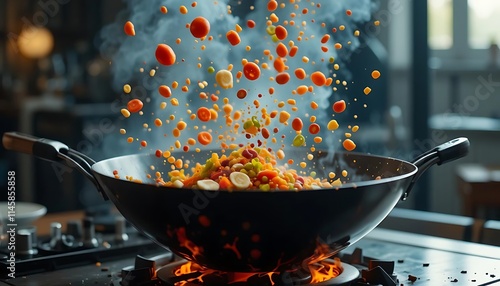 Vibrant Vegetable Stir-Fry in a Wok: A Culinary Delight photo