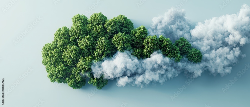 Forest releasing water vapor. Concept image of natural transpiration process. Forest releasing water vapor. Concept image of natural transpiration process.