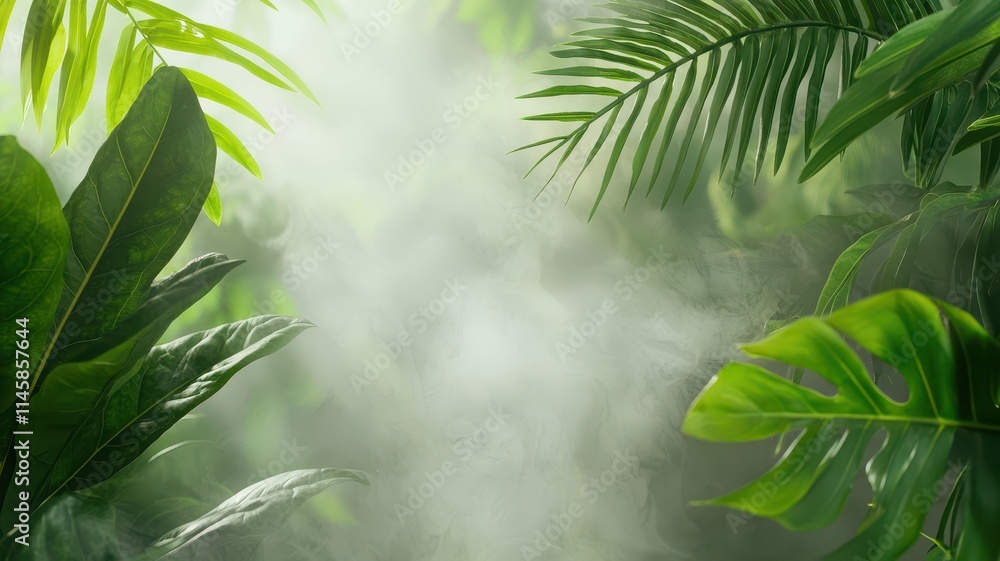 Obraz premium Botanical garden with water vapor. Concept image of natural transpiration process.