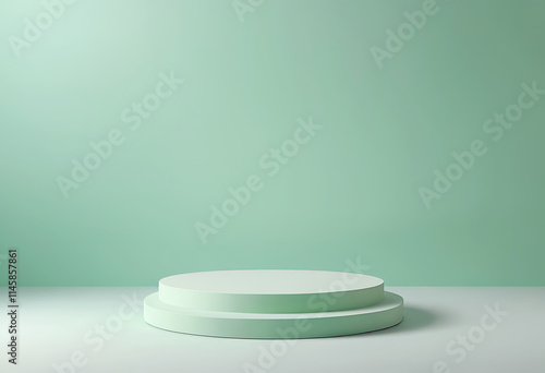 3d rendered Pedestal Podium on the floor geometric shapes Platforms for product presentation