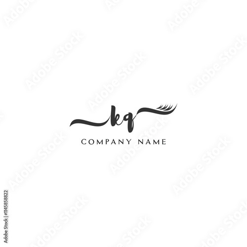 Minimalist KQ Logo Design with Abstract Feather Element