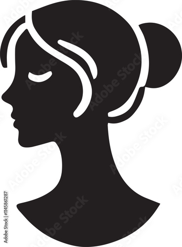 people head minimal Silhouette pure black icon with white background