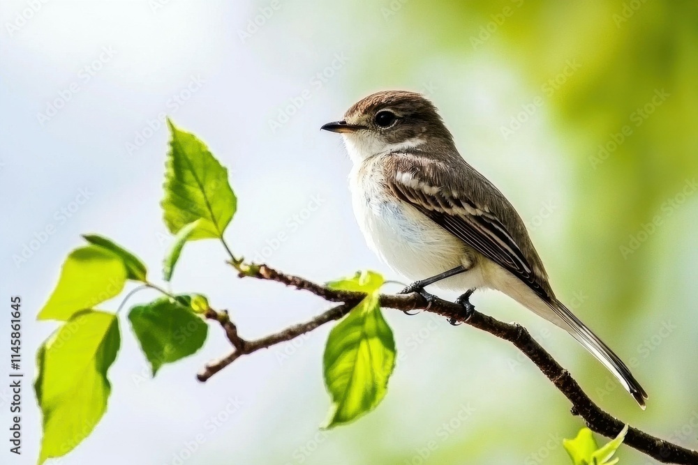 Galapagos Flycatcher on Branch Galapagos Flycatcher on Branch