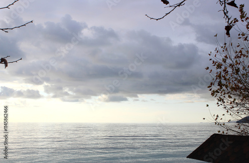 View of the sea and sky in autumn. Abkhazia, Gagra