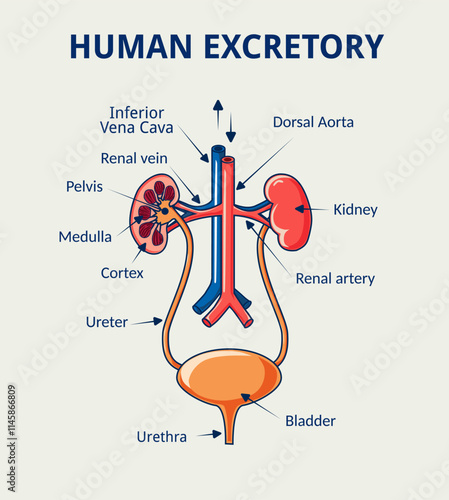 Vector illustration of human excretory system 