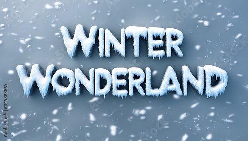 Winter Wonderland Snow Covered Letters Falling Snow photo