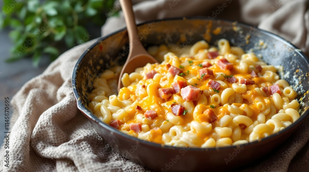Sennenmakkaroni Swiss Alpine Macaroni with Ham, Cheese, and Cream (Swiss Cuisine) Sennenmakkaroni Swiss Alpine Macaroni with Ham, Cheese, and Cream (Swiss Cuisine)