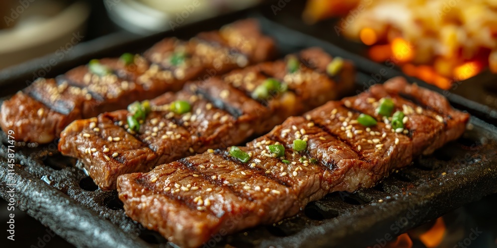 Delicious Korean BBQ featuring succulent beef roasted meat, showcasing the perfect blend of flavors and textures. Enjoy the rich taste of BBQ with tender roasted meat that delights the senses. Delicious Korean BBQ featuring succulent beef roasted meat, showcasing the perfect blend of flavors and textures. Enjoy the rich taste of BBQ with tender roasted meat that delights the senses.
