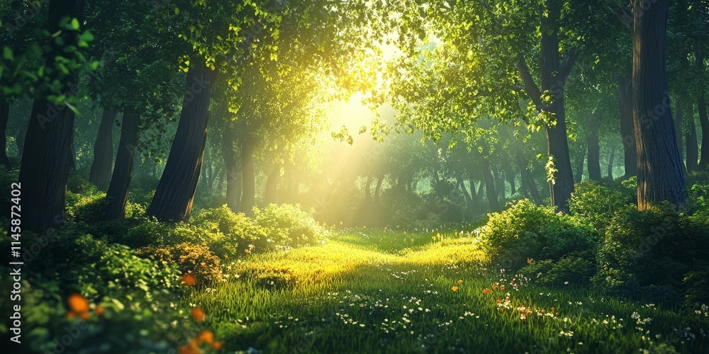 Brightly lit summer forest scene, providing a cozy and natural backdrop. Enjoy the warmth of the sun in this beautiful forest setting during the summer season. Brightly lit summer forest scene, providing a cozy and natural backdrop. Enjoy the warmth of the sun in this beautiful forest setting during the summer season.