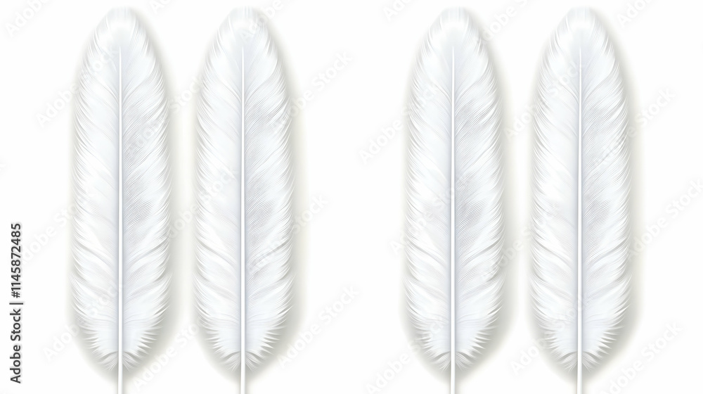 Isolated white feather on transparent cutout background Isolated white feather on transparent cutout background