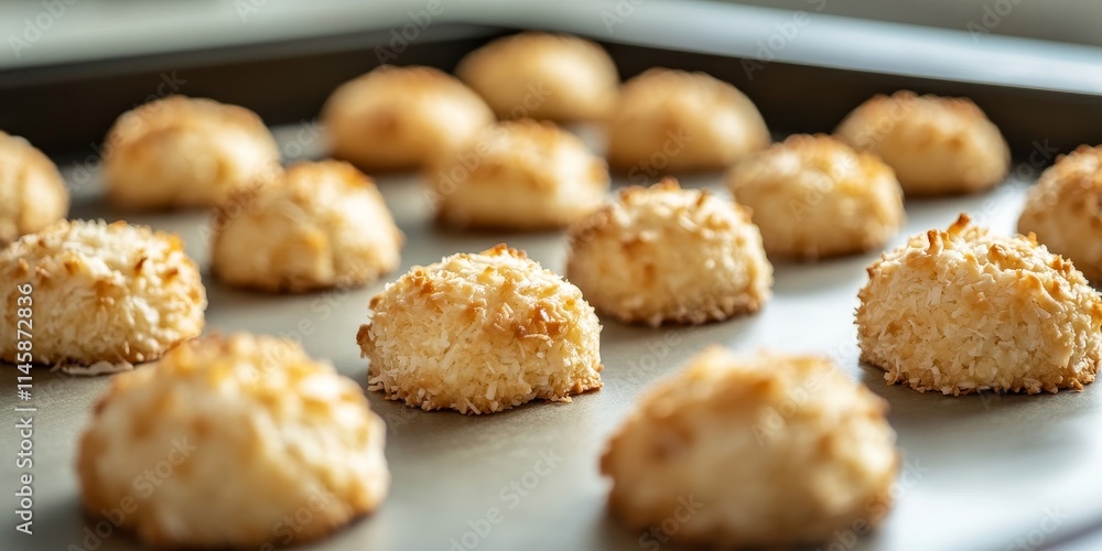 Coconut cookies arranged on a baking sheet, showcasing the delightful texture and color of coconut cookies ready for baking, highlighting the appeal of coconut cookies in any kitchen. Coconut cookies arranged on a baking sheet, showcasing the delightful texture and color of coconut cookies ready for baking, highlighting the appeal of coconut cookies in any kitchen.