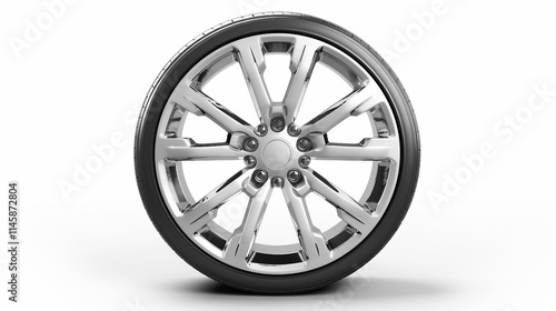 Industrial Single Car Alloy Wheel on white background.PNG photo