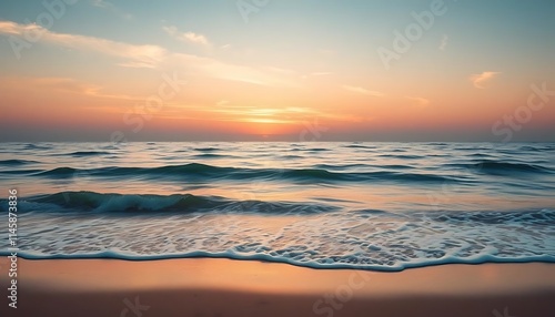 Serene Sunset Seascape: Coastal Tranquility at Golden Hour photo