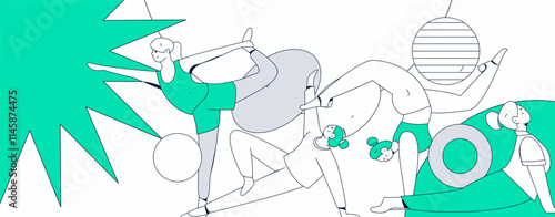 Practicing yoga, physical and mental health, flat vector character concept, operation hand drawn illustration
