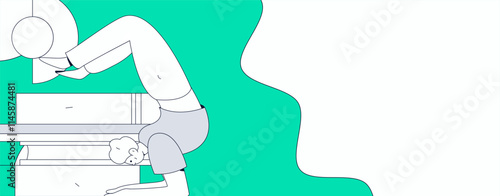 Practicing yoga, physical and mental health, flat vector character concept, operation hand drawn illustration
