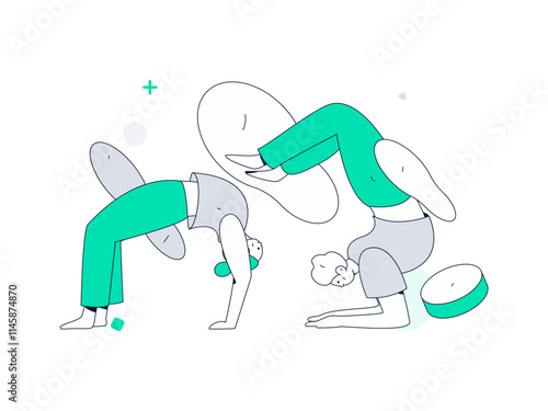 Practicing yoga, physical and mental health, flat vector character concept, operation hand drawn illustration
