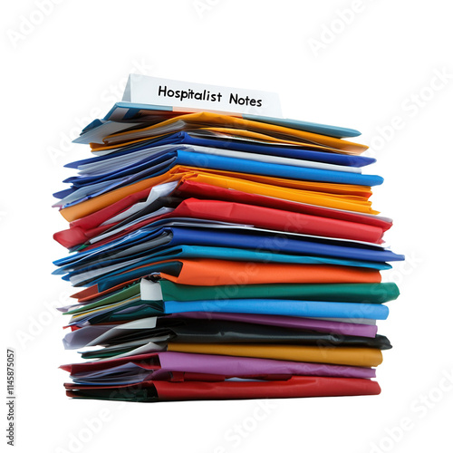 Obraz na płótnie Organized hospitalist notes stack medical office image with transparent background professional environment close-up view documentation concept w salonie