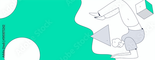 Practicing yoga, physical and mental health, flat vector character concept, operation hand drawn illustration
