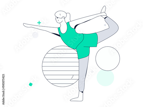Practicing yoga, physical and mental health, flat vector character concept, operation hand drawn illustration
