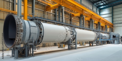 Long tubular rotary furnace designed for the efficient roasting of lime and clinker, showcasing innovative technology in the processing of lime and clinker materials.