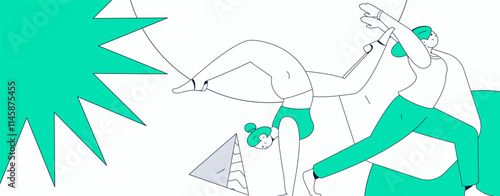 Practicing yoga, physical and mental health, flat vector character concept, operation hand drawn illustration
