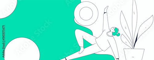 Practicing yoga, physical and mental health, flat vector character concept, operation hand drawn illustration

