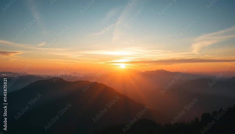 Majestic Sunset over the Mountain Ranges Majestic Sunset over the Mountain Ranges