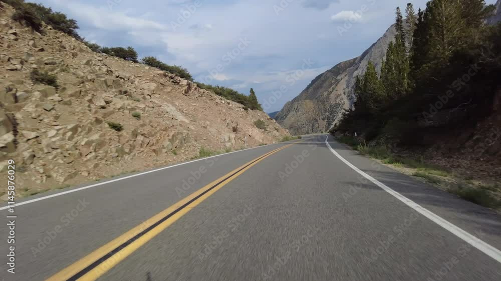 Yosemite Tioga Road 5 Entrance to Lee Vining 10 Front View Driving Plate California USA World Heritage Site Yosemite Tioga Road 5 Entrance to Lee Vining 10 Front View Driving Plate California USA World Heritage Site