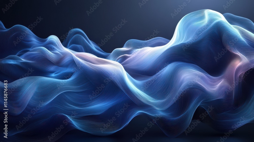 Fototapeta premium Abstract Blue Background with Smooth Wavy Patterns and Fluid Shapes