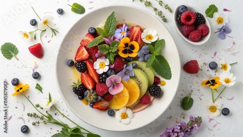 summer fruit plates for picnic, table setting with a variety of fruits, for advertising, poster, banner, calendar