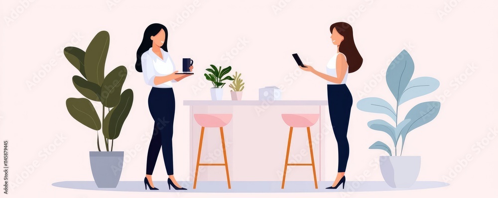 Small business owner discussing ethical loan options, community bank, flat design illustration Small business owner discussing ethical loan options, community bank, flat design illustration