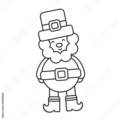 Leprechaun's cheerful outline drawing with a hat and boots with a belt buckle radiates charm and magic, Outline image with no background, transparent background